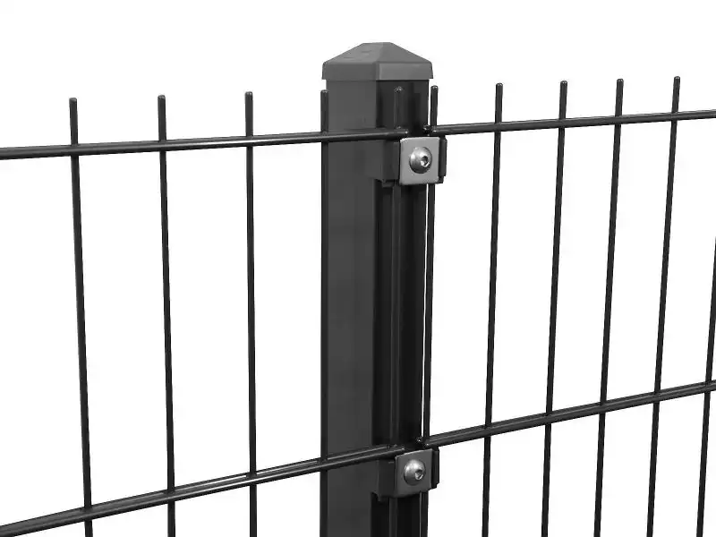 Zaunpfosten 60x40mm mit Klemmen für Doppelstabmattenzaun 